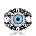 Gothic-Punk-Ring für Herren in Silberoptik mit detailliertem blauem Augapfel - US Größe 7 / Blaues Auge