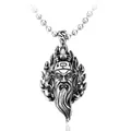 Ethnic stainless steel Guan Yu pendant necklace with vintage warrior design for men - Vintage Silver Guan Yu Pendant