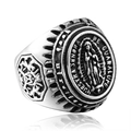 Bague vintage en acier inoxydable argenté avec relief de la Vierge Marie gravé - Taille US 7 / Argent