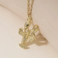 Collier avec pendentif homard vintage plaqué or et chaîne délicate pour femme - Style Homard Texture Mate (25147)