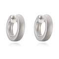 Pendientes de aro circulares minimalistas en plata cepillada con interior pulido mujer - Plateado
