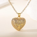 18K vergoldete Herzanhänger Halskette mit Kreuzdesign und funkelndem Zirkonia-Besatz - Solid Pavé Zirkonia Herz Kreuz Stil (25188)