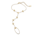 Pulsera de dedo minimalista en acero inoxidable bañado en oro de 18K con dijes de corazón - Corazón Dorado (32245)