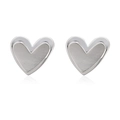 Silver 18K gold plated double heart stud earrings with brushed and polished metal finish - Silver