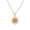 Elegante 18K vergoldete Sonnenblumenkette mit rosa Zirkonia-Kristallen auf weißem Grund - Weißer Stein Sonnenblume (25226)