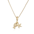 Dettaglio della collana placcata oro 18K con ciondolo a stella marina e pesce con zirconi - Stella Marina e Pesce Pavé (25239)