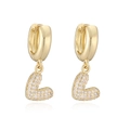Orecchini a cerchio placcati in oro 18K con pendente lettera L e zirconi bianchi brillanti - Stile Lettera L Oro (46078)