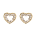 Detalle de pendientes de corazón bañados en oro 18K con incrustaciones de circonitas - Corazón hueco con circonita blanca (46075)