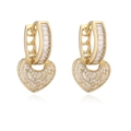 Pendientes de corazón bañados en oro con circonitas brillantes para un estilo sofisticado - Estilo Diamante Totalmente Pavimentado (46080) / Dorado