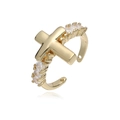 Vintage δαχτυλίδι με χρυσό 18K, σταυρό και ζιργκόν, ρυθμιζόμενο ανοιχτό σχέδιο - Σταυρός (14764)