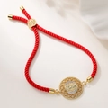 Pulsera religiosa de hilo rojo con colgante de Virgen María bañado en oro 18K y circonitas - Estilo Medallón Virgen María (32342)