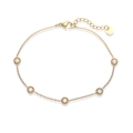 Details des 18K vergoldeten Edelstahl-Armbands mit fünf runden Zirkonia-Steinen - Weiße Strass