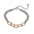 Detail eines zweifarbigen, 18K vergoldeten Edelstahlarmbands mit Karabinerverschluss - Gold und Silber Zweifarbiges Kettenarmband (32411)