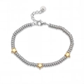 Close-up of beaded stainless steel bracelet with gold stars and branded tag - Star (32394)