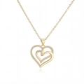 Elegante collana placcata oro con due cuori intrecciati e accenti in zircone scintillante - Stile Cuore Intrecciato a Doppio Strato (25339)