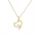 Collana minimalista dorata con pendente a doppio cuore e zircone bianco lucido - Doppio Cuore (25343)
