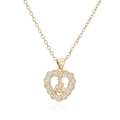Collana con ciondolo a cuore dorato con rilievo della Vergine Maria e zirconi brillanti - Cuore Vergine Maria (25388)