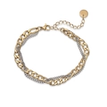 Collana a due strati in acciaio inossidabile bicolore con catena cubana dorata e argento - Braccialetto (32410)