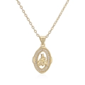 Vintage 18K vergulde ketting met Maria hanger en fonkelende zirkonia steentjes - Goud (25418)