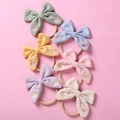 Lot de 6 bandeaux en nylon doux avec nœuds brodés cygne pour bébés et nourrissons - Couleur Aléatoire