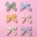 Lot de six barrettes à cheveux en coton pour filles avec broderie de cygne exquise - Couleur Aléatoire