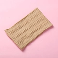 Detailed view of jacquard nylon headband with premium soft knitted texture and cable pattern - 15.5*8.5cm / Nude