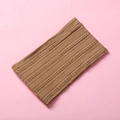 Detailed view of dark brown knitted baby headband with thick cable pattern texture - 15.5*8.5cm / Dark Coffee