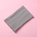 Close-up of grey cable knit texture and ribbed patterns on a soft baby nylon headband - 15.5*8.5cm / Gray