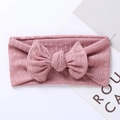 Soft dusty rose ribbed knit baby headband featuring a large matching textured bow - 17.5*7.5 cm / Dark Dusty Pink
