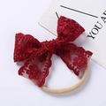 Fascia per neonati con fiocco in pizzo ricamato rosso e morbido elastico in nylon - 10*7CM / Rosso