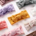 Elastic bow headbands for infants in assorted colors with ribbed texture fabric - Random Color