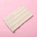 Close-up of cream cable-knit nylon baby headband fabric texture and soft weave detail - 15.5*8.5cm / Dirty White