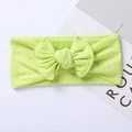 Detail of neon green ribbed knit baby headband featuring a large textured bow design - 17.5*7.5 cm / Fluorescent Green