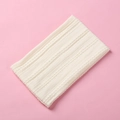 Detail of soft white cable knit nylon baby headband texture on pink background - 15.5*8.5cm / Off White