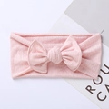 Detail showing the light pink ribbed knit texture and bowknot design of the baby headband - 17.5*7.5 cm / Dusty Pink