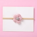 Bandeau bébé fleur rose douce avec sangle en nylon élastique dorée pour nouveau-nés - Fleur en Tissu Rose (6)