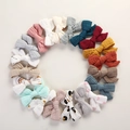 Lot de 20 barrettes noeuds papillon en coton mousseline double couche pour enfants - 9.5*7 CM / Multicolore