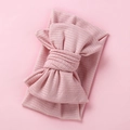Detail of soft ribbed texture and oversized double layer bow on pink baby headband - Dusty Pink