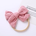 Fascia neonata in nylon con fiocco in cotone rosa ricamato e trama floreale morbida - 9.5*6.5 cm / colore fagiolo rosso