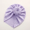 Detailed close-up of lavender lace donut baby beanie showing breathable hollow mesh fabric - 21*19 cm / Purple