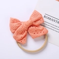 Fascia per neonati con fiocco in cotone ricamato rosa arancio e elastico in nylon morbido - 9.5*6.5 cm / arancio-rosso