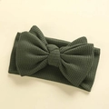 Olive green waffle knit baby headband featuring a large double layer handmade bow - 17*9 cm / Army Green