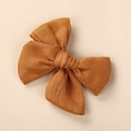 Barrettes à nœud en lin et coton pour filles de couleur jaune moutarde et texture naturelle - 9x8cm / Jaune Gingembre