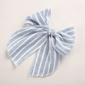 Barrette à cheveux avec nœud en tissu rayé bleu et blanc pour petites filles - Bleu