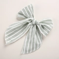 Grand nœud papillon fait main pour filles avec rayures vertes et blanches et rubans - Vert