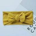 Elastic baby headband with large bow in mustard yellow textured knit fabric - 17.5*7.5 cm / Ginger Yellow