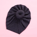 Baby spring knit turban hat with donut knot in heather purple stretchy ribbed fabric - Navy Blue