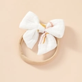 Detail of soft cotton baby headband with white printed bow and elastic nylon band - Rainbow