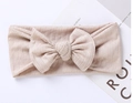 Ribbed knit baby headband with large decorative bow in soft light apricot color - 17.5*7.5 cm / Light Gray