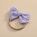 Bandeau bébé en nylon souple avec un nœud en dentelle violette et un élastique extensible - Violet